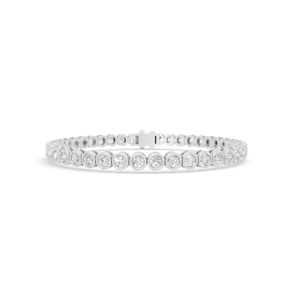 4.39 wct Diamond Bezel 14K White Gold Tennis Bracelet